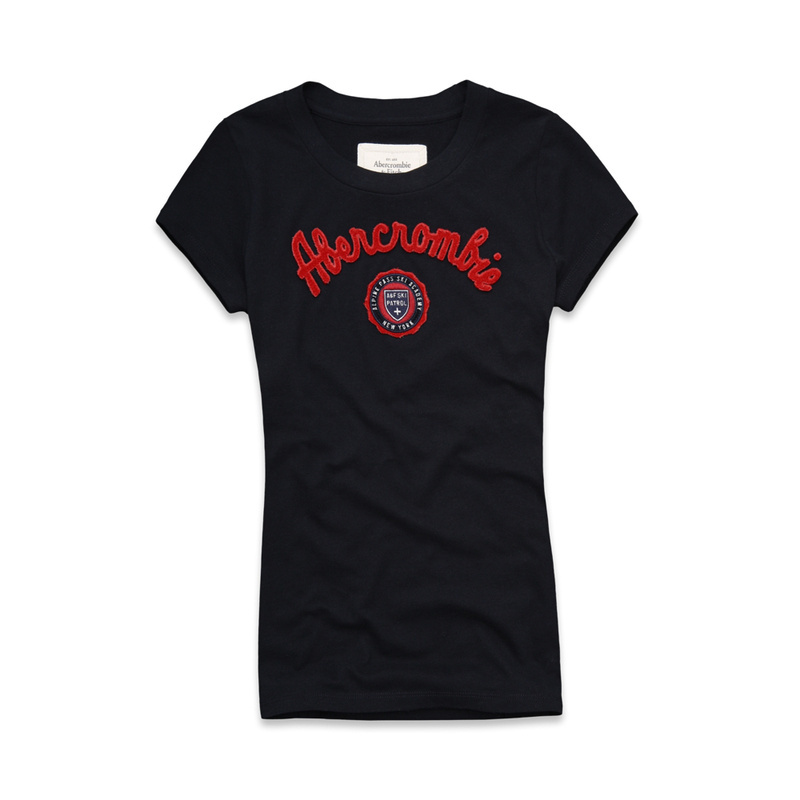 Abercrombie Fitch Mujeres De Cuello Redondo Corto Remera AF8172